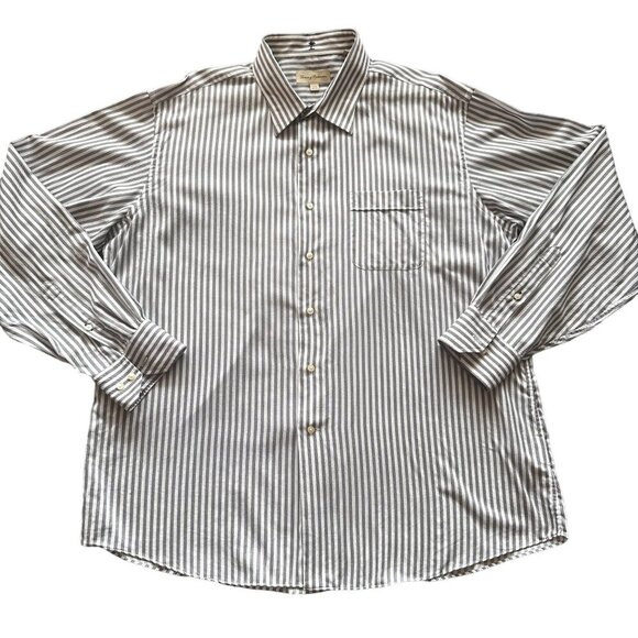 Tommy Bahama Button Down Dress Shirt Long Sleeve Striped Top Collared Men - Picture 1 of 16